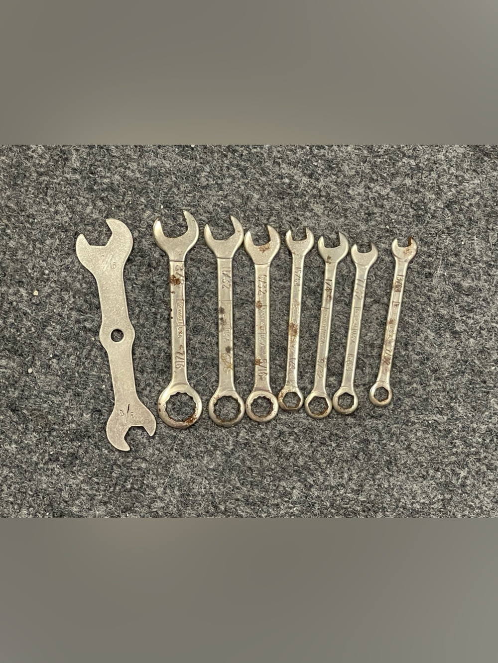 Vintage Mixed Wrench Set in Silver - Assorted Sizes